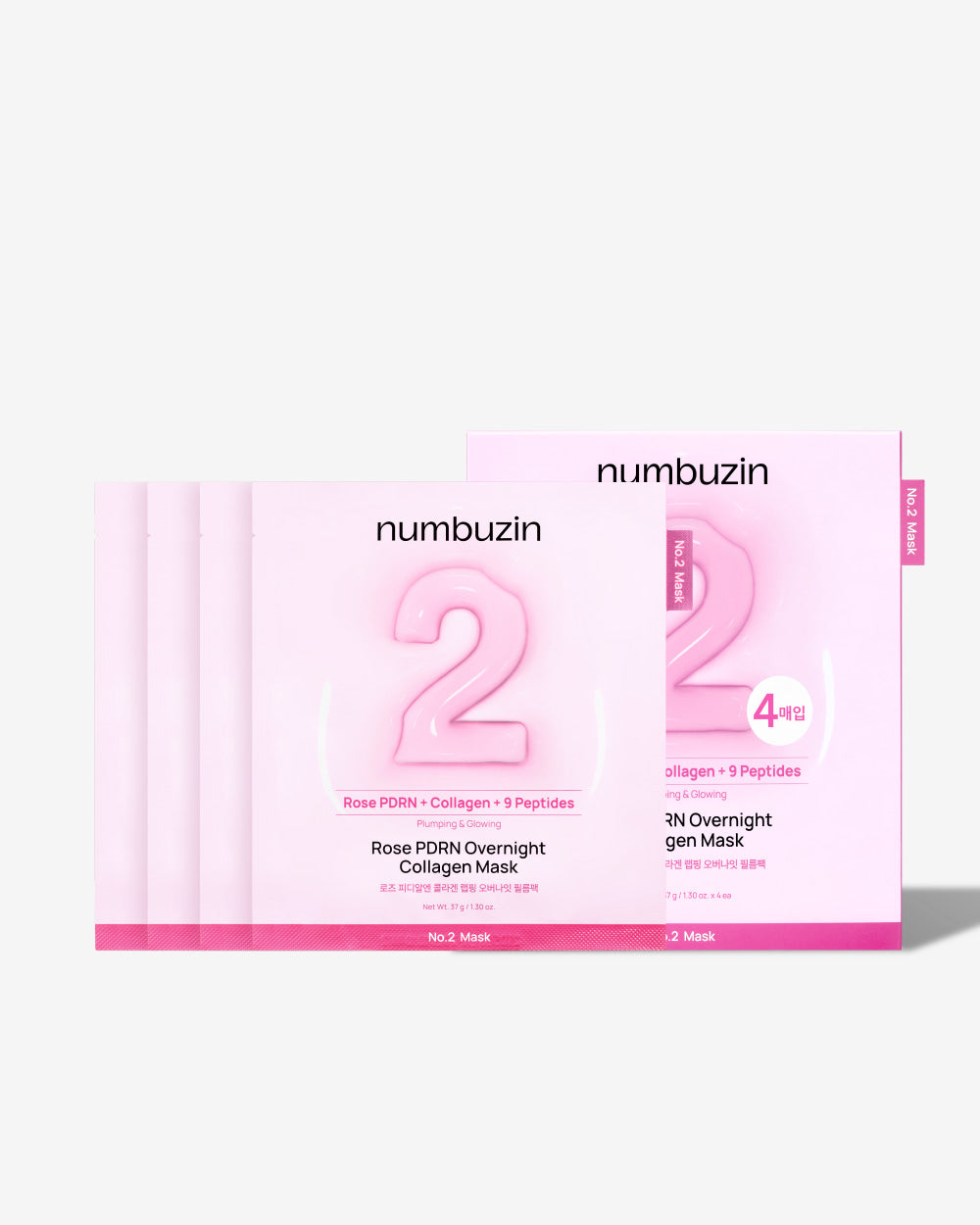 numbuzin No.2 Rose PDRN Overnight Collagen Mask Set - Korean Sheet Mask - Maison Masque